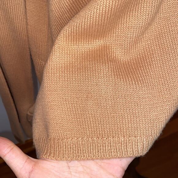 ASTR Small Medium Tan Knit Sweater Tie Sleeve Slit on sides Ribbed Collar & Hem - Picture 5 of 8